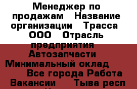 Менеджер по продажам › Название организации ­ Трасса, ООО › Отрасль предприятия ­ Автозапчасти › Минимальный оклад ­ 80 000 - Все города Работа » Вакансии   . Тыва респ.,Кызыл г.